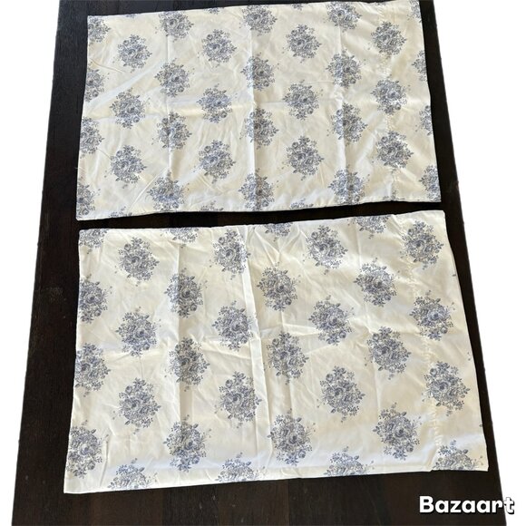 Rachael Ashwell The Prairie Cottage Core Set Of Blue Floral Standard Pillowcases - Picture 1 of 3